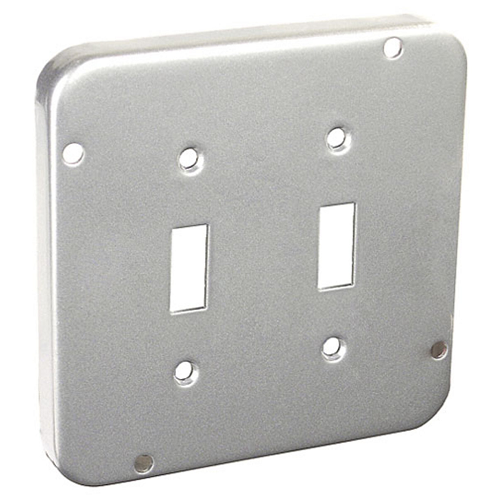 4-11/16" SQ COVER TOGGLE SWITCH 2 GANG 1/2" RAISED