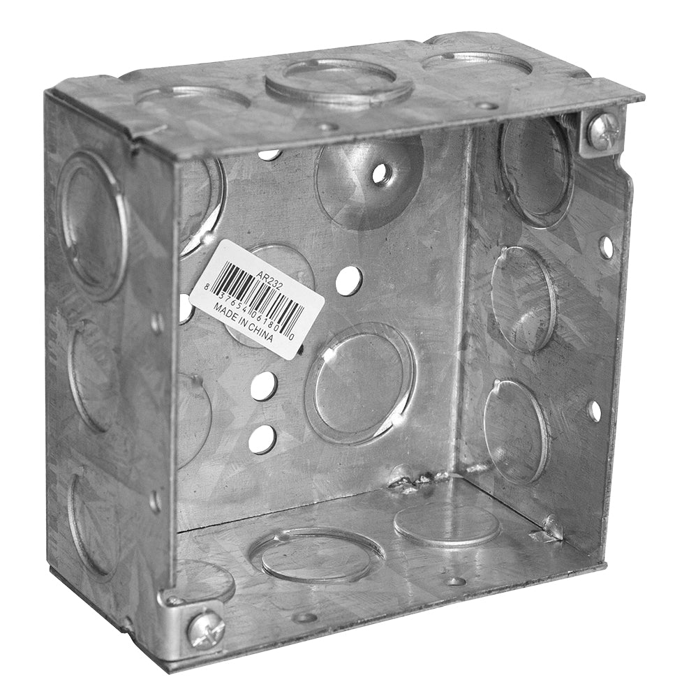 4" SQ BOX 1/2" & 3/4" TKO 2-1/8" DEEP WELDED