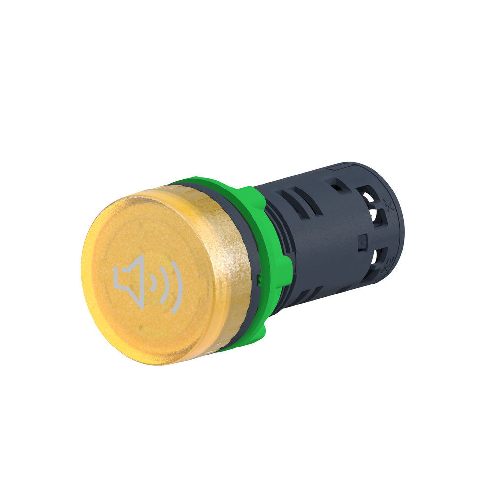 Harmony XB5, Illuminated buzzer, plastic, yellow, Ø22, continuous or intermittent tone, 24 V AC/DC