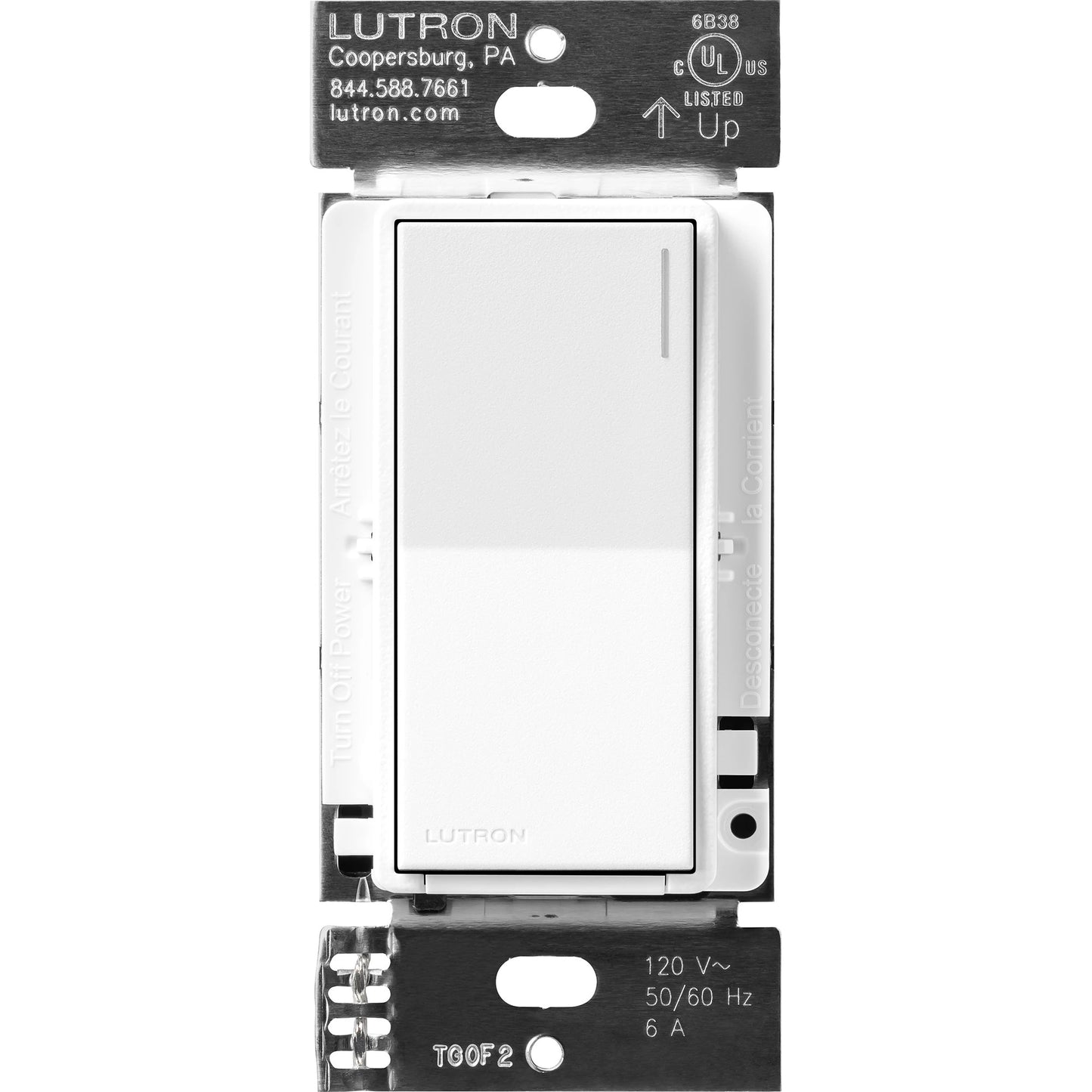 Lutron Sunnata Switch, for 6A Lighting or 3A 1/10HP Motor, Single Pole/Multi Location
