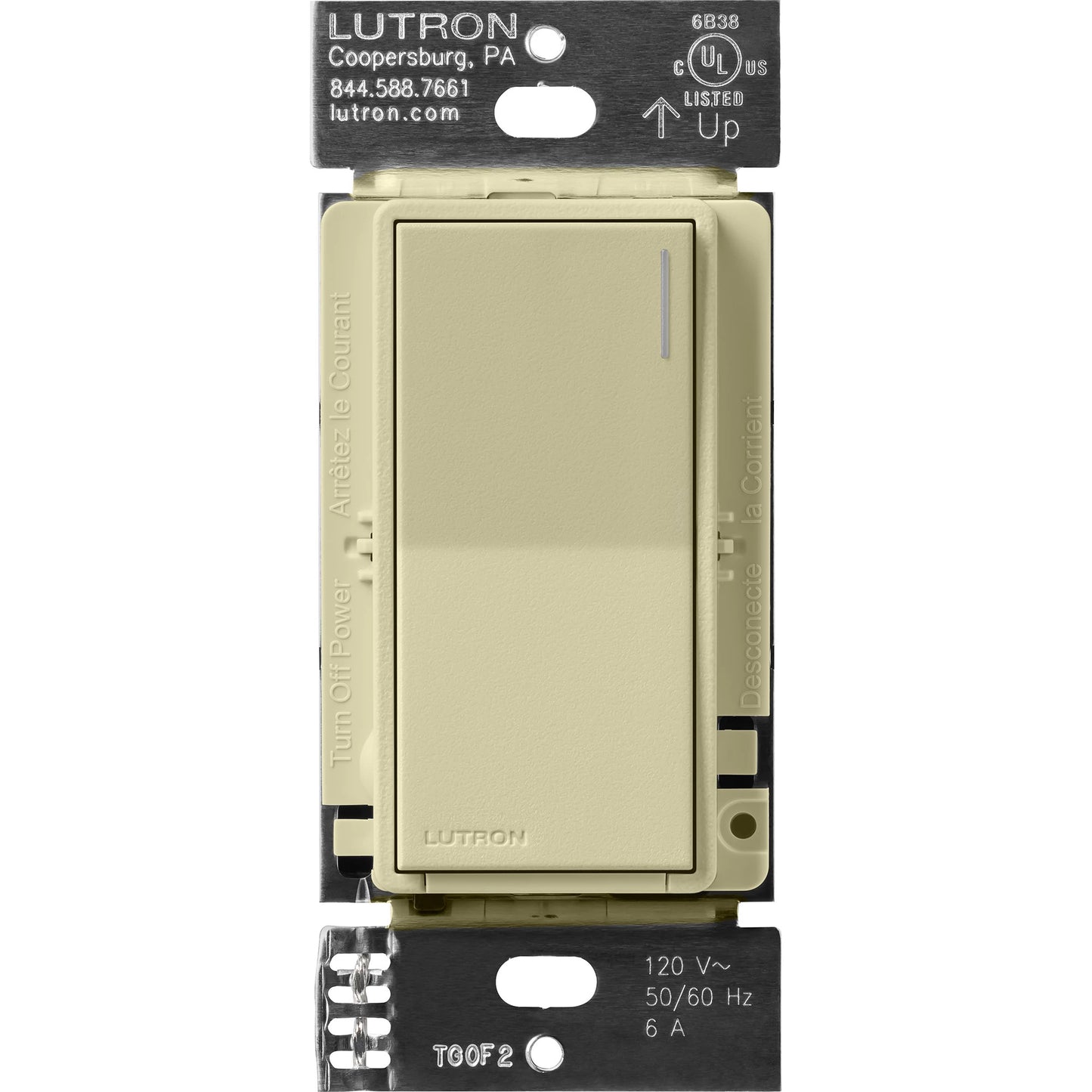 Lutron Sunnata Switch, for 6A Lighting or 3A 1/10HP Motor, Single Pole/Multi Location