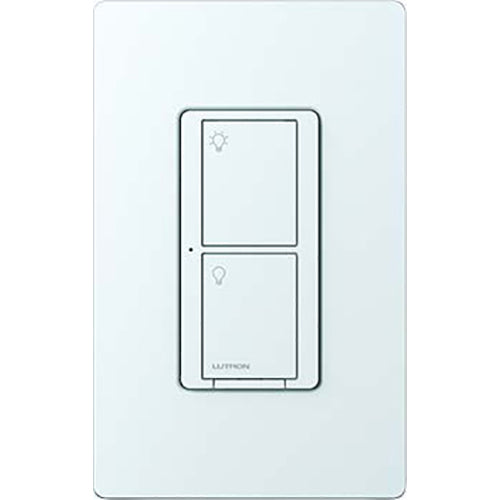 Lutron 5 A 2-button RF switch, uses patented Clear Connect RF Technology, provides switching of multiple load types, occupancy/vacancy sensing, and daylight harvesting