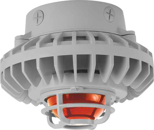 Hazardous Lighting, HAZXLED, 80W, amber frosted globe, die cast guard, gray