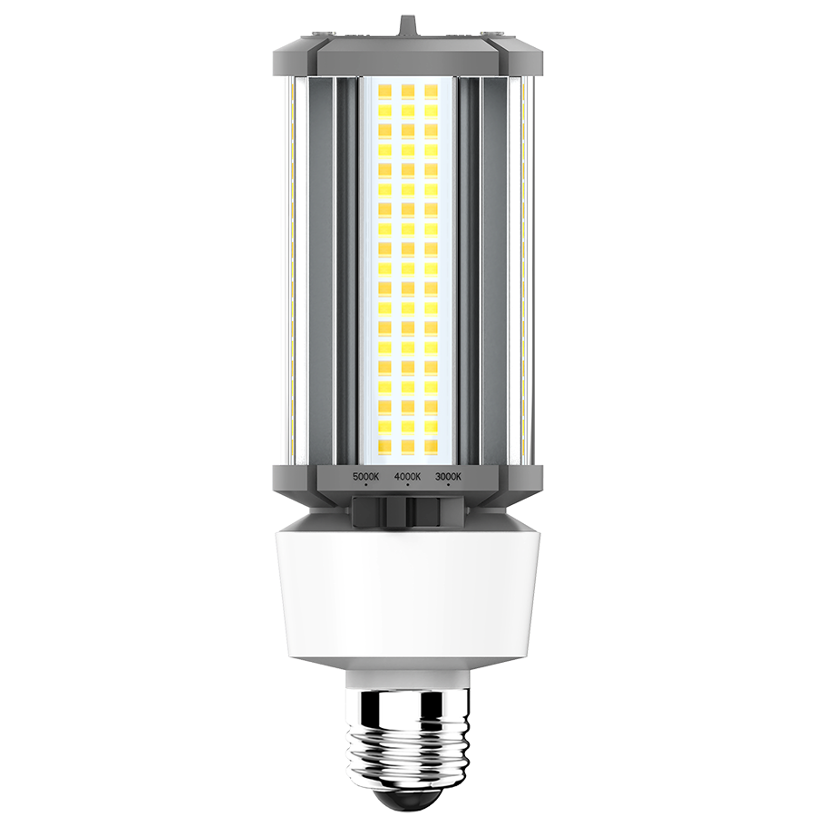 HID Replacements 1740/2610/3915 lumens , Field-adjustable, Selectable 12/18/27W Base E26 80CRI, Selectable 3000/4000/5000K Ballast Bypass 3-Pin Sensor Port