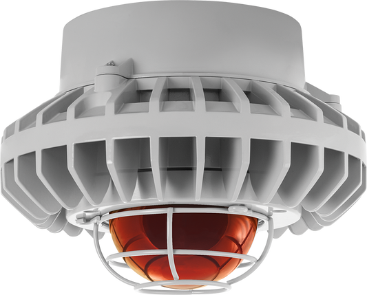 Hazardous Lighting, HAZPLED, 80W, amber frosted lens, wire gurad, gray