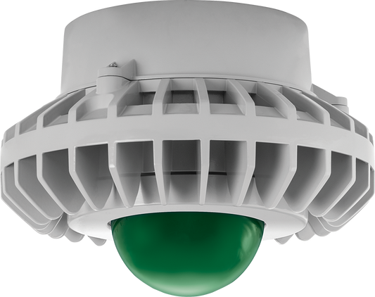 Hazardous Lighting, HAZPLED, 80W, green frosted globe, gray