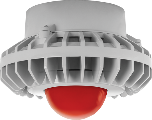 Hazardous Lighting, HAZPLED, 80W, red frosted globe, gray