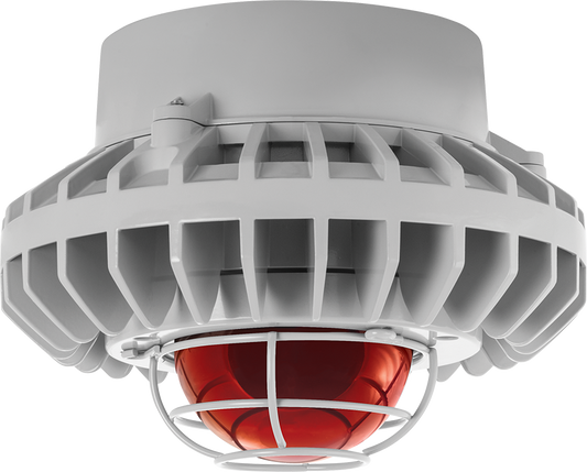 Hazardous Lighting, HAZPLED, 80W, red frosted globe, wire gurad, gray