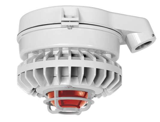 Hazardous Lighting, HAZSLED, 80W, red frosted globe, die cast guard, gray