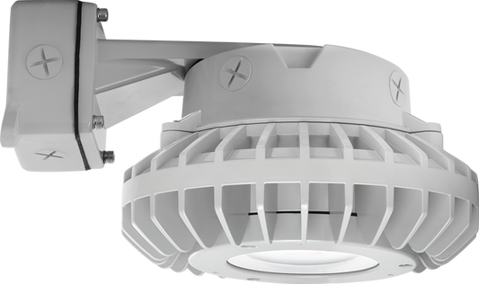 Hazardous Lighting, 8810 lumens, HAZBLED, 80W, 5000K, clear flat lens, wall bracket, gray