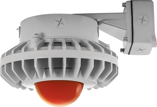 Hazardous Lighting, HAZBLED, 80W, 5000K, frosted amber globe, wall bracket, gray