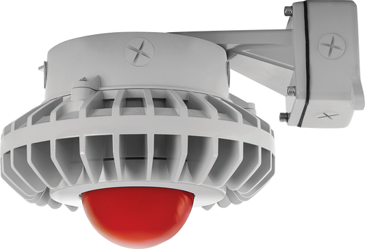 Hazardous Lighting, HAZBLED, 80W, 5000K, frosted red globe, wall bracket, gray