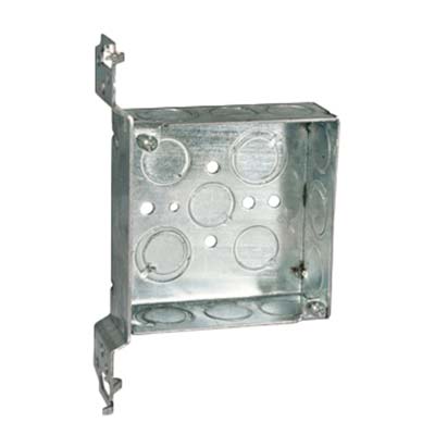 4" SQ DRYWALL BOX W/BRACKET 1/2" & 3/4" KO 1-1/2" DEEP WELDED