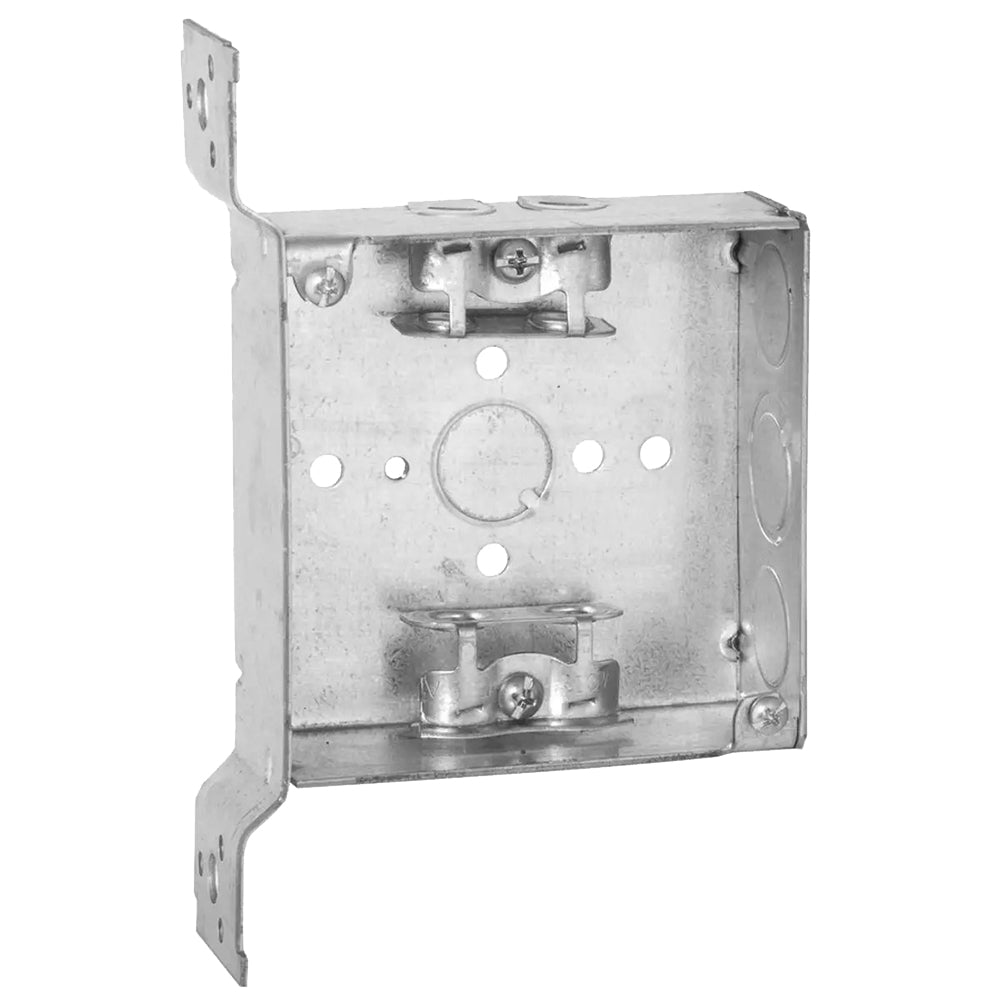 4" SQ DRYWALL BOX W/BRACKET W/BX CLAMP 1/2" & 3/4" KO 1-1/2" DEEP WELDED