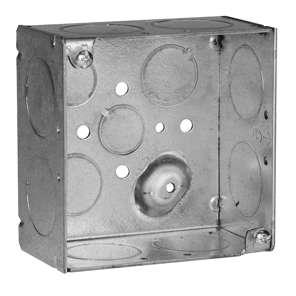 4" SQ BOX 1" KO 2-1/8" DEEP WELDED