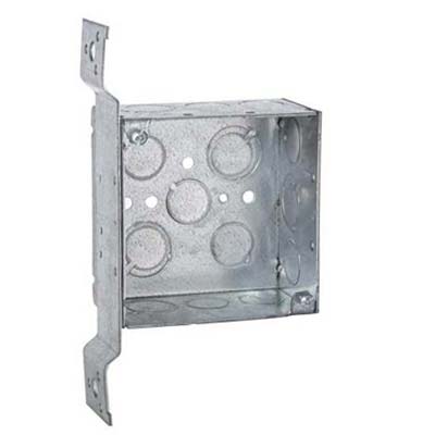 4" SQ DRYWALL BOX W/BRACKET 1/2" & 3/4" KO 2-1/8" DEEP WELDED