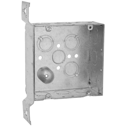 4-11/16" SQ DRYWALL BOX W/BRACKET 1/2" & 3/4" KO 2-1/8" DEEP WELDED