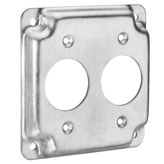 4'' SQ COVER SINGLE RECEPTACLE 2 GANG 1/2" RAISED