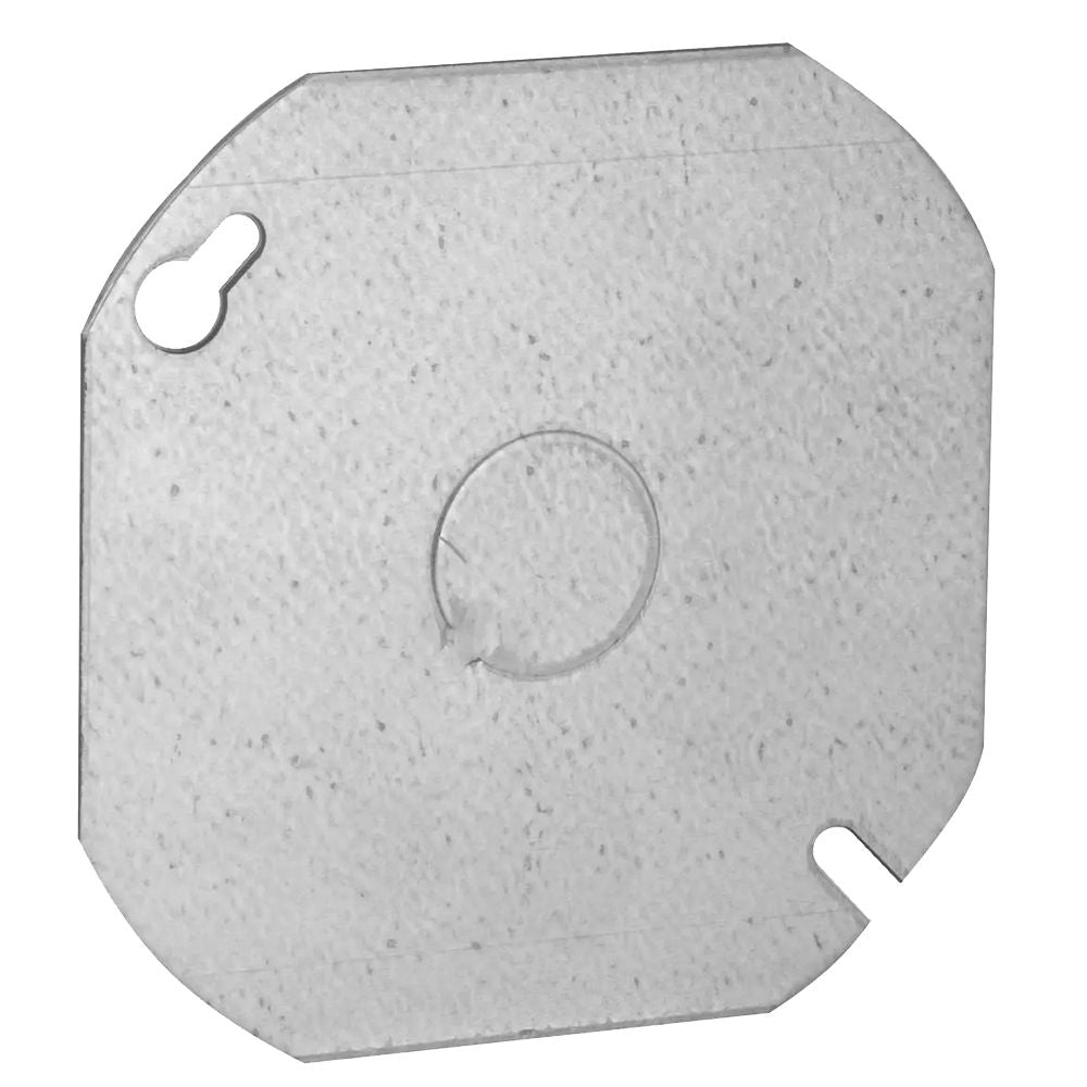 4" OCTAGON FLAT COVER PLATE 1/2" & 3/4" KO