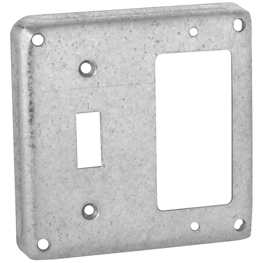 4" SQ COVER TOGGLE GFI COMBO 2 GANG 1/2" RAISED