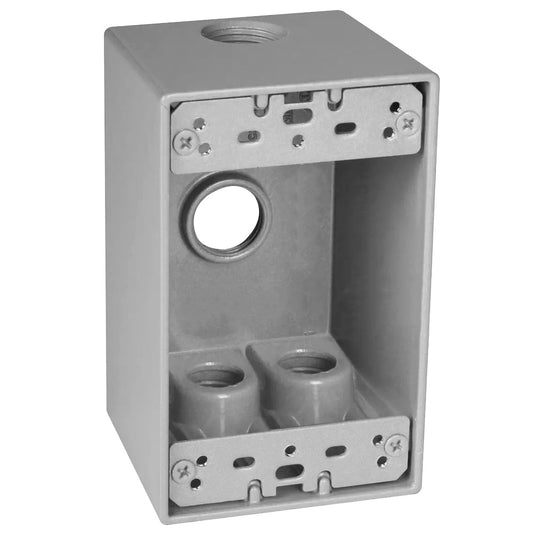 OUTDOOR 1-GANG DEEP BOX WITH 4 - 3/4" HOLES GRAY