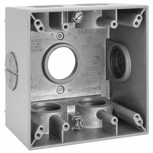 OUTDOOR 2-GANG DEEP BOX WITH 7 - 1/2" W/SIDE HOLES GRAY