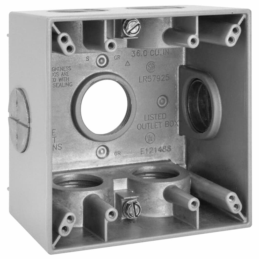 OUTDOOR 2-GANG DEEP BOX WITH 7 - 3/4" W/SIDE HOLES GRAY