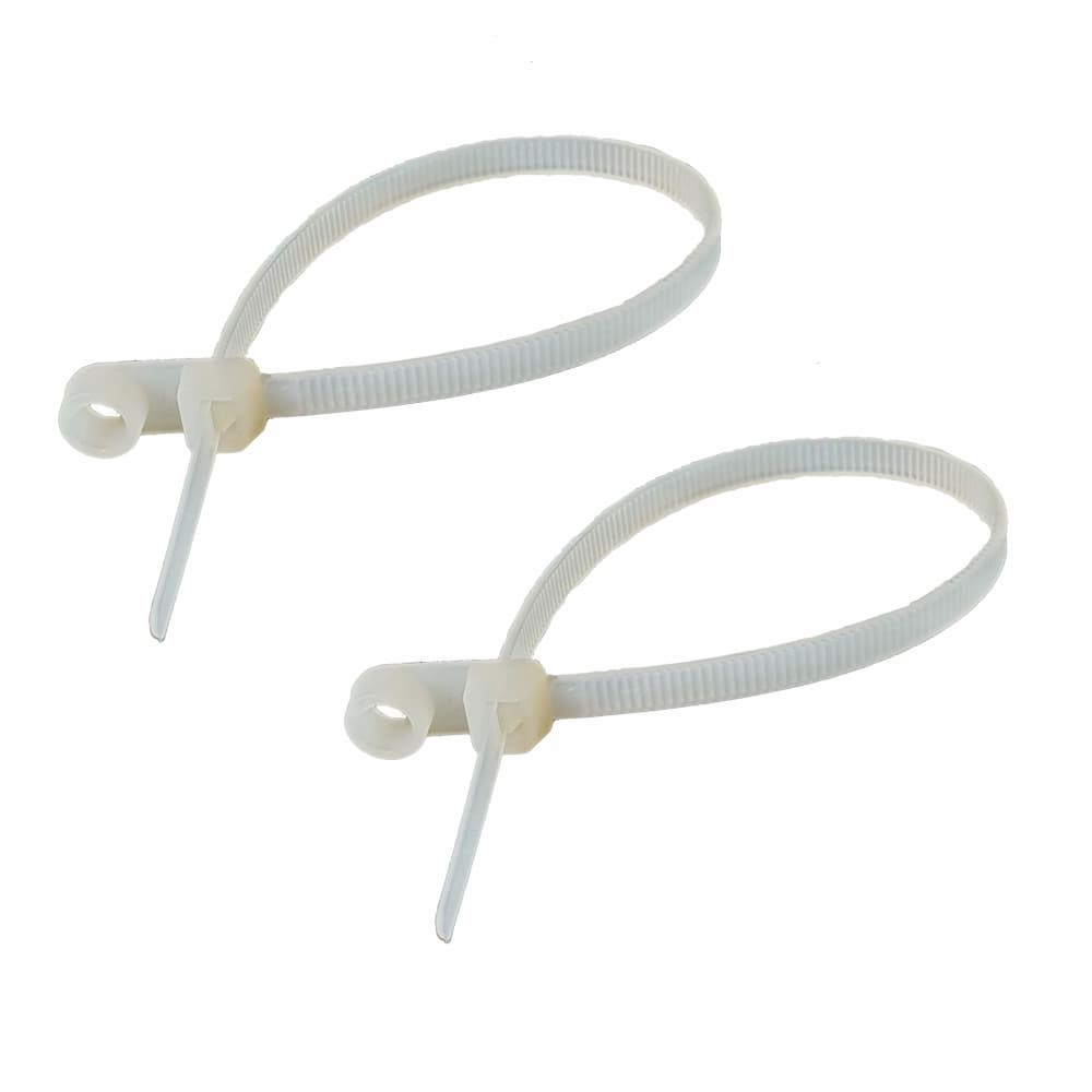 11" WHITE CABLE TIE WITH HOLE 100/BAG UL