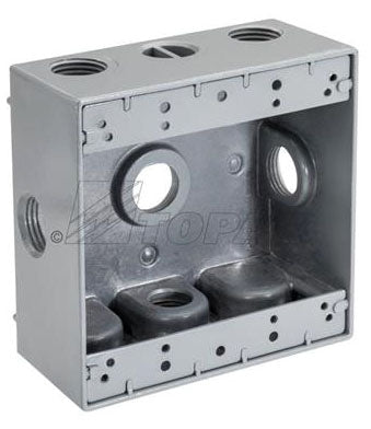 OUTDOOR 2-GANG BOX WITH 6 - 1/2" W/SIDE HOLES GRAY