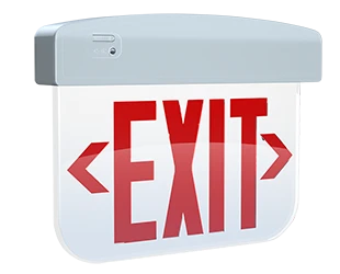 Ultra Economy Edge-Lit Exit Sign 1-Face No Arrows Red Letters Clear Panel White