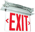 Encore UNO Series Brushed Aluminum LED Edgelit Universal Mount 8" EXIT SIGN, Red Letters, NYC