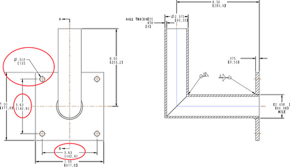 Poles, Bracket Right Angle wall Mount 8 1/2 inch X 8 Inches