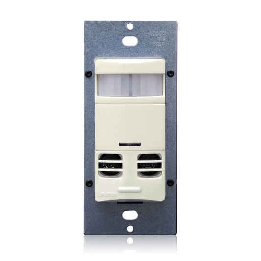 Vacancy Sensor, Multi-Technology (PIR Sensor / Ultrasonic Sensor), Wall Switch, 2400SF, 120-277V, Light Almond, Self-Adaptive, Decora