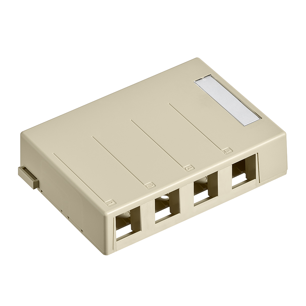 Surface-Mount QuickPort Box, 4-Port, Ivory