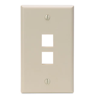 Single-Gang QuickPort Wallplate, 2-Port, Ivory