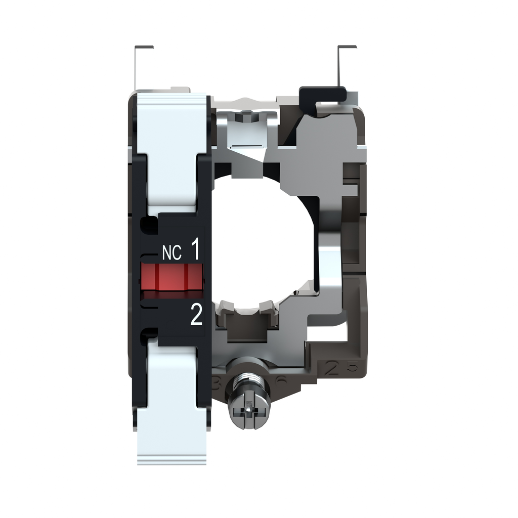 Single contact block with body fixing collar, Harmony XB4, metal, spring clamp terminal, 1NC