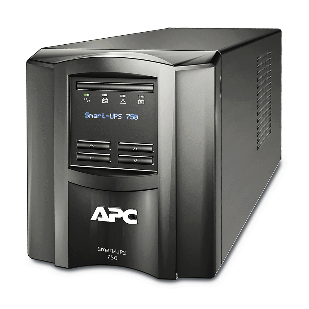 APC Smart-UPS, Line Interactive, 750VA, Tower, 120V, 6x NEMA 5-15R outlets, SmartConnect Port+SmartSlot, AVR, LCD