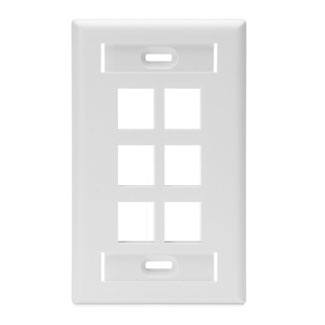 Single-Gang QUICKPORT Wallplate with ID Windows, 6-Port, White