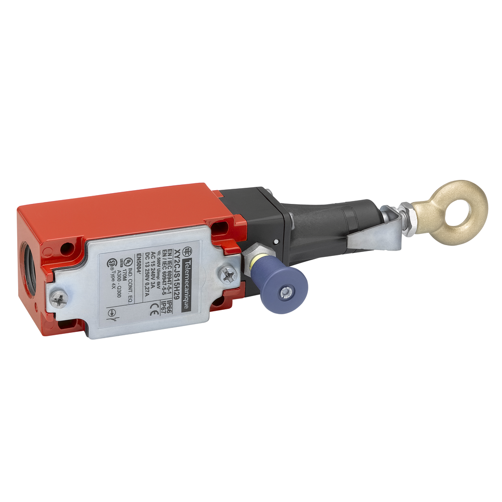 Latching emergency stop rope pull switch, Telemecanique rope pull switches XY2C, e XY2CJ, straight, 2NC Pg13.5