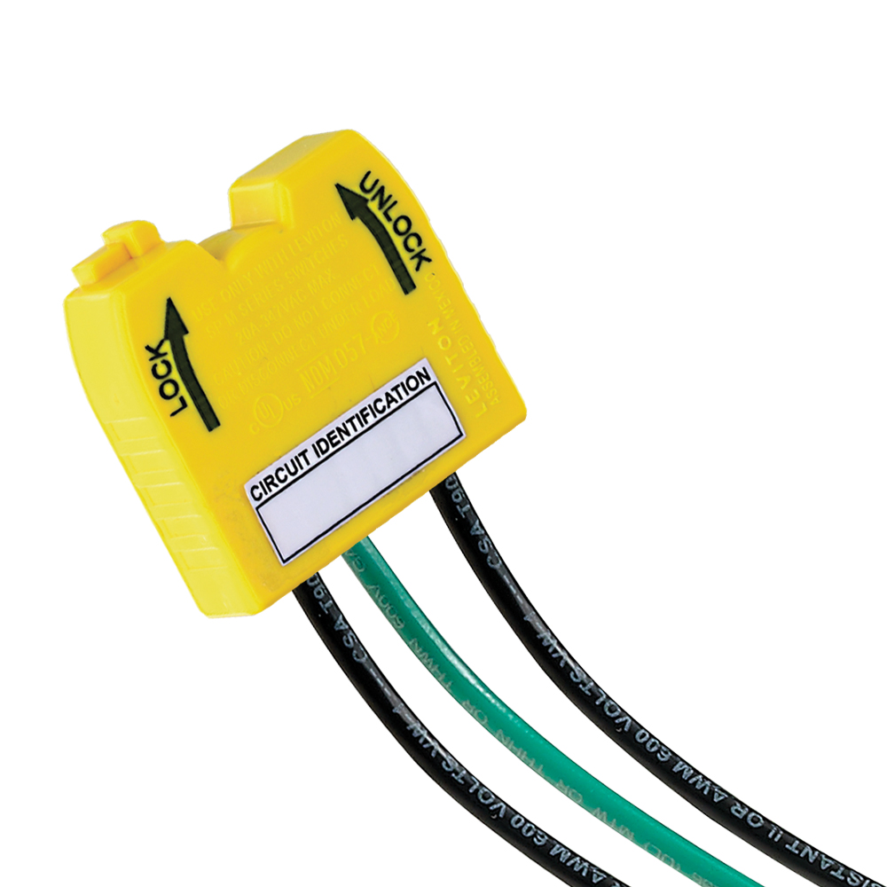 20 Amp, 347V AC Max, Wiring Module for Lev-Lok Single Pole Toggle Switches, 3 Wire, Black 6" Stranded Wire Leads - YELLOW