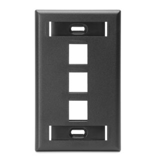 Single-Gang QUICKPORT Wallplate with ID Windows, 3-Port, Black