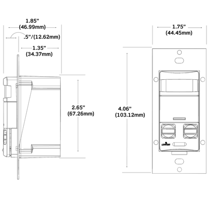 Vacancy Sensor, Multi-Technology (PIR Sensor / Ultrasonic Sensor), Wall Switch, 2400SF, 120-277V, No Neutral, White, Self-Adaptive, Decora