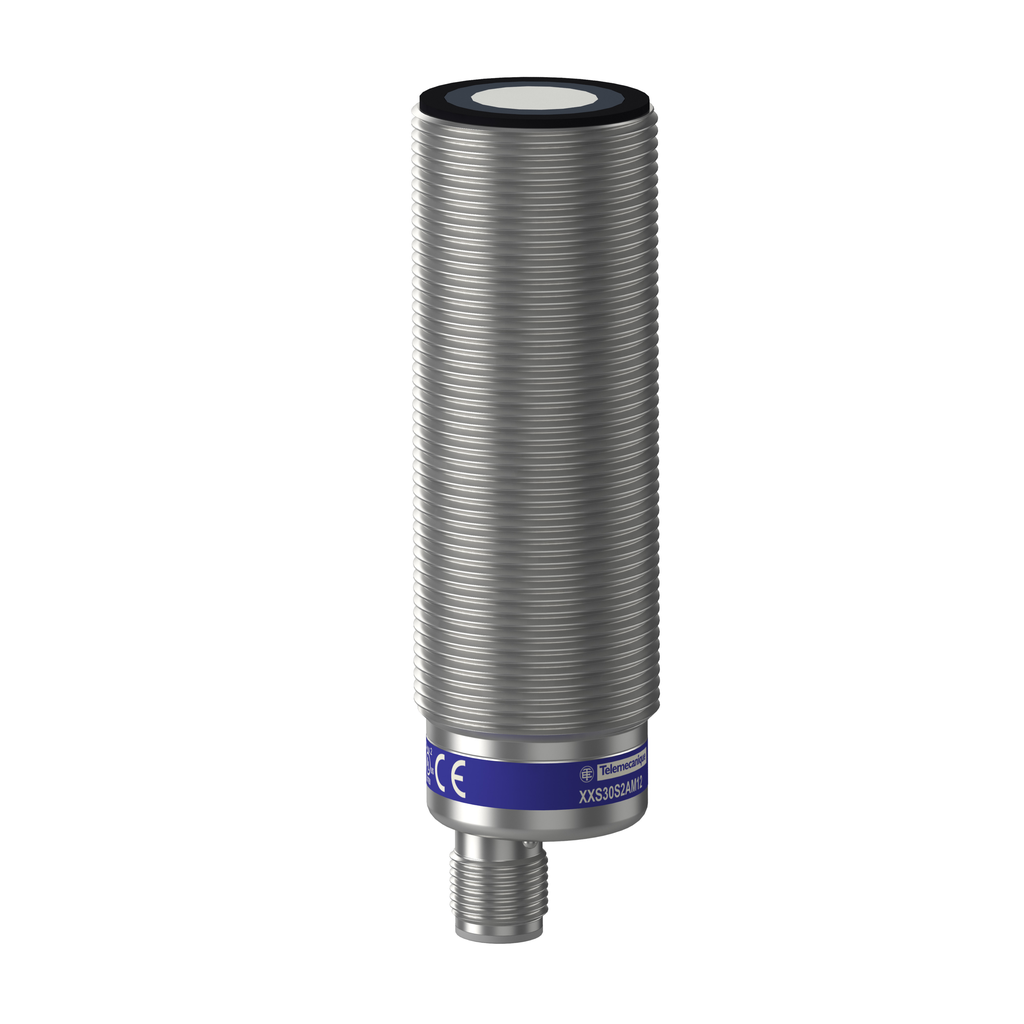 Ultrasonic sensors XX, ultrasonic sensor, stainless steel, cylindrical M30, straight, 2 m, 4...20 mA