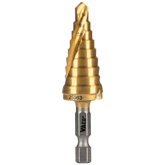 9-Step Drill Bit, Double-Fluted, 1/4-Inch to 3/4-Inch