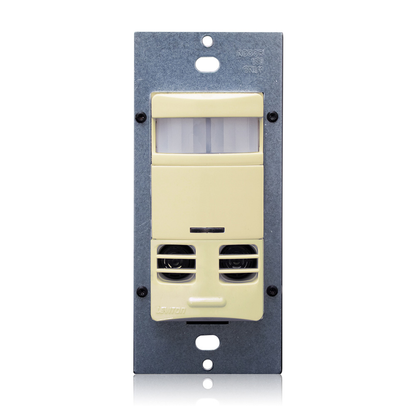 Vacancy Sensor, Multi-Technology (PIR Sensor / Ultrasonic Sensor), Wall Switch, 2400SF, 120-277V, No Neutral, Ivory, Self-Adaptive, Decora