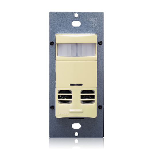 Vacancy Sensor, Multi-Technology (PIR Sensor / Ultrasonic Sensor), Wall Switch, 2400SF, 120-277V, No Neutral, Ivory, Self-Adaptive, Decora