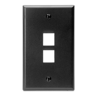 Single-Gang QuickPort Wallplate, 2-Port, Black