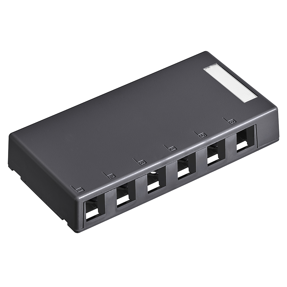 Surface-Mount QuickPort Box, 6-Port, Black