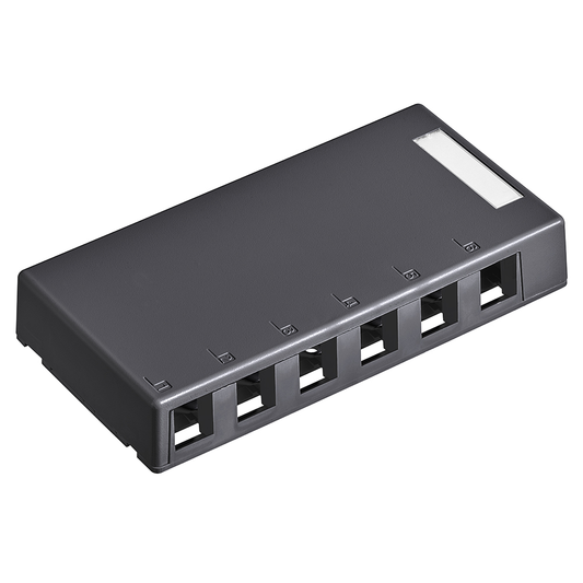 Surface-Mount QuickPort Box, 6-Port, Black