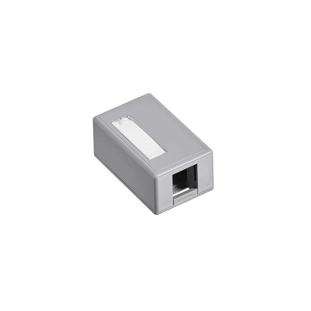 Surface-Mount QuickPort Box, Plenum Rated, 1-Port, Gray